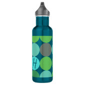Turquoise Blauw Groen & Oranje Cirkels Monogram Waterfles (Rechts)