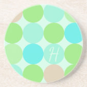 Turquoise Blauw Groen & Oranje Cirkels Monogram Zandsteen Onderzetter (Voorkant)