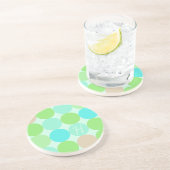 Turquoise Blauw Groen & Oranje Cirkels Monogram Zandsteen Onderzetter (Zijkant)