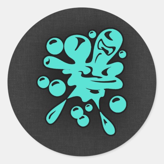 Turquoise; Blauw Groen Paintball Ronde Sticker (Voorkant)