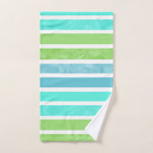 Turquoise Blauw Groen Wit Strepen Bad Handdoek (Handdoek)