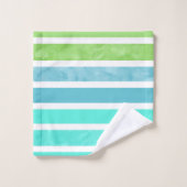 Turquoise Blauw Groen Wit Strepen Bad Handdoek (Wasdoekje)