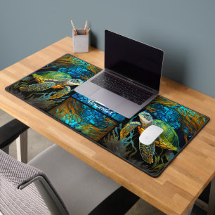 Turquoise Blauw Groen Zee Turtle Kantoor Desk Mat