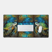 Turquoise Blauw Groen Zee Turtle Kantoor Desk Mat (Keyboard & Muis)