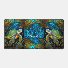 Turquoise Blauw Groen Zee Turtle Kantoor Desk Mat