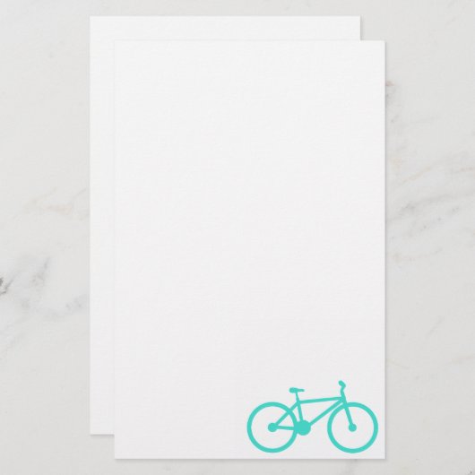 Turquoise; Blauw Groene Fiets Briefpapier (Voorkant / Achterkant)