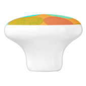 Turquoise Blauw Groene & Oranje Cirkels Keramische Knop (Zijkant)