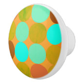 Turquoise Blauw Groene & Oranje Cirkels Keramische Knop (Rechts)