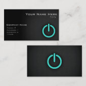 Turquoise, blauw-groene Power Button Visitekaartje (Voorkant / Achterkant)