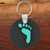 Turquoise, blauw-groene voetafdruk sleutelhanger (Voorkant)