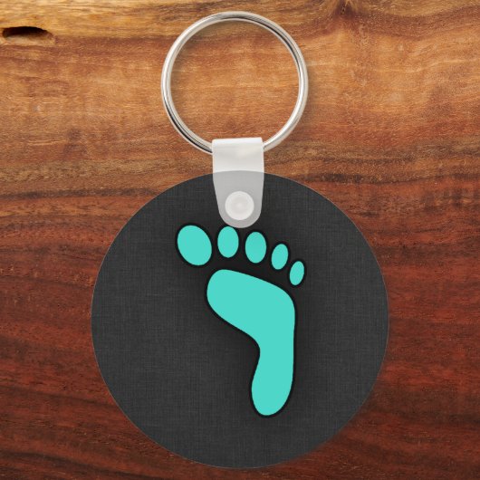 Turquoise, blauw-groene voetafdruk sleutelhanger (Voorkant)