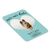 Turquoise Blauw Hart Foto Bruiloft Save the Date Magneet (Rechterzijde)