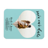 Turquoise Blauw Hart Foto Bruiloft Save the Date Magneet (Horizontaal)