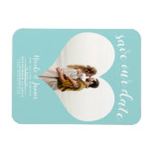 Turquoise Blauw Hart Foto Bruiloft Save the Date Magneet (Horizontaal)