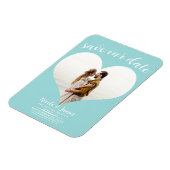 Turquoise Blauw Hart Foto Bruiloft Save the Date Magneet (Linkerzijde)