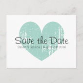Turquoise blauw hart slaat de datum briefkaarten o (Voorkant)