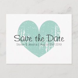 Turquoise blauw hart slaat de datum briefkaarten o