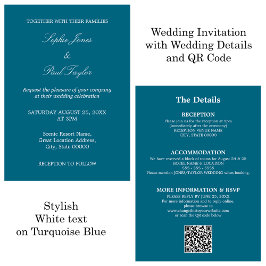 Turquoise Blauw Huwelijk QR Code RSVP Uitnodiging