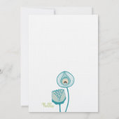 Turquoise Blauw & Ivoor Funky Flowers Save the Dat Date (Achterkant)