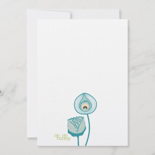 Turquoise Blauw & Ivoor Funky Flowers Save the Dat Save The Date (Achterkant)