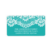 Turquoise Blauw  Kant Retouradres Etiket (Voorkant)