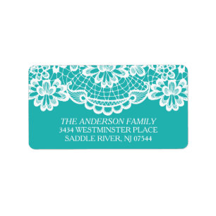 Turquoise Blauw Kant Retouradres Etiket