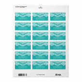 Turquoise Blauw  Kant Retouradres Etiket (Full Sheet)