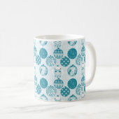 Turquoise, Blauw, Kerstpatroon Koffiemok (Voorkant rechts)
