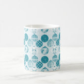 Turquoise, Blauw, Kerstpatroon Koffiemok (Center)