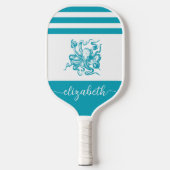  turquoise blauw kuststrand octopus name pickleball paddle (Voorkant)