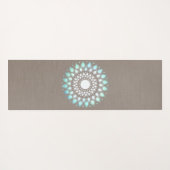 Turquoise Blauw Lotus Mandala Yogamat (Achterkant (horizontaal))
