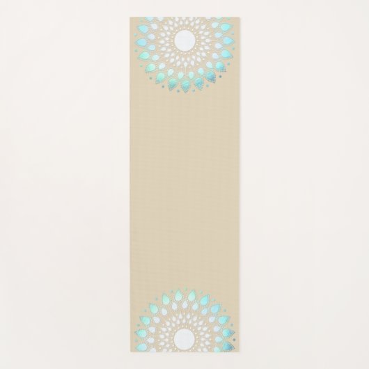 Turquoise Blauw Lotus Mandala Yogamat (Voorkant)