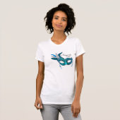 Turquoise Blauw Masker Carnaval T-shirt (Voorkant volledig)