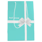 Turquoise Blauw met Bow Chic Glamour Glam Gift Bag Medium Cadeauzakje (Voorkant)
