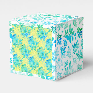 Turquoise Blauw met Geel en Wit, Bloem Bedankdoosjes