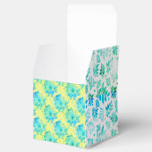 Turquoise Blauw met Geel en Wit, Bloem Bedankdoosjes (Geopend)