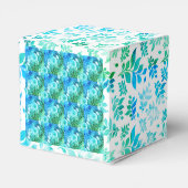 Turquoise Blauw met Geel en Wit, Bloem Bedankdoosjes (Achterkant)