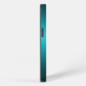 Turquoise-Blauw Metaal Look Patroon-Monogram 2 iPhone Hoesje (Rechterkant)
