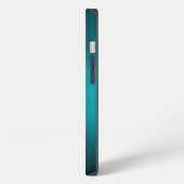 Turquoise-Blauw Metaal Look Patroon-Monogram 2 iPhone Hoesje (Linkerkant)