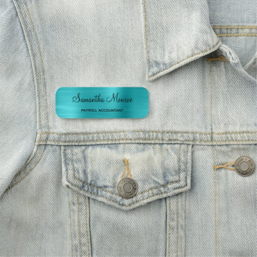 turquoise blauw metallic naamplaatje (In situ)