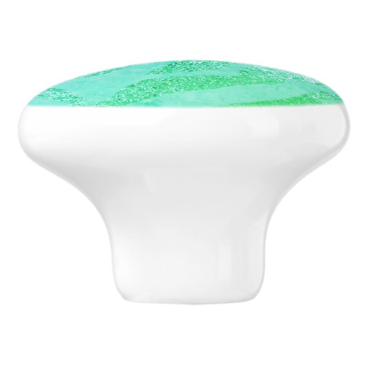 Turquoise blauw metallic zebra gestreept keramische knop (Zijkant)