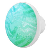 Turquoise blauw metallic zebra gestreept keramische knop (Rechts)