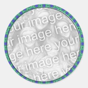 turquoise blauw mod stippen foto lijst ronde sticker