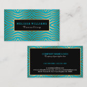 Turquoise Blauw & Moderne Gouden Zebra Strepen Visitekaartje (Voorkant / Achterkant)