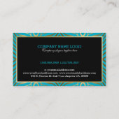 Turquoise Blauw & Moderne Gouden Zebra Strepen Visitekaartje (Achterkant)