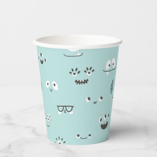 Turquoise Blauw Monster Ogen Party Cup Papieren Bekers (Voorkant)