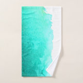 Turquoise blauw oceaan strand thema waterverf bad handdoek (Handdoek)
