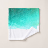 Turquoise blauw oceaan strand thema waterverf bad handdoek (Wasdoekje)