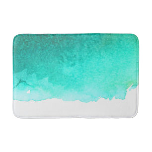 Turquoise blauw oceaan strand thema waterverf badmat
