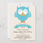 Turquoise Blauw & Paarse Jongen Uil Baby shower Kaart (Voorkant)